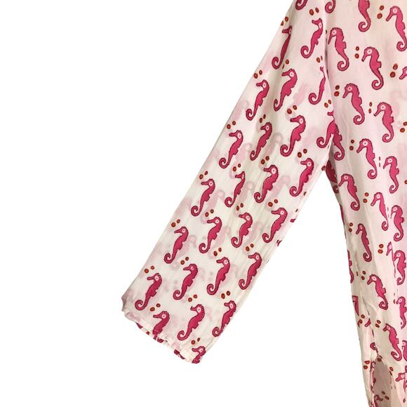 Roberta Roller Rabbit Tunic Top Womens Size 8 Pink White Seahorse Print Cotton - Picture 5 of 6